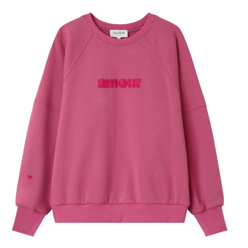 Grace & Mila Paris Pink Amour Heart Valentine’s Day Sweatshirt L